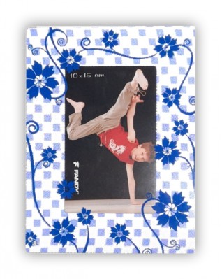 Fotorámeček plastový 10x15, modrý se čtver.