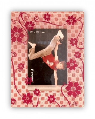 Fotorámeček plastový 10x15, červeny se čtver.