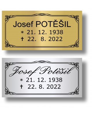 Štítek na pohřební urnu 100x49mm CU2-1 Štítek na pohřební urnu 100x49mm CU2-1