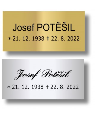 Štítek na pohřební urnu 100x49mm CU2-2 Štítek na pohřební urnu 100x49mm CU2-2