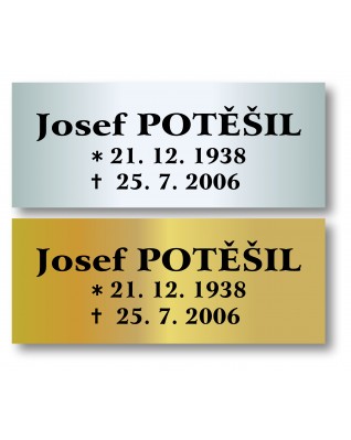 Štítek na rakev nebo kolumbárium 225x90mm CU21-0