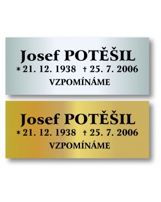 Štítek na rakev nebo kolumbárium 225x90mm CU21-2