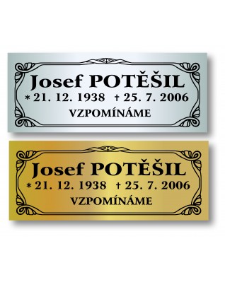 Štítek na rakev nebo kolumbarium 225x90mm CU21-3