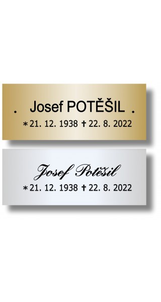 Štítek na pohřební urnu 115x45mm PU1-2