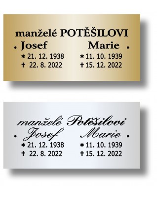 Štítek na pohřební urnu 100x49mm PU2-4